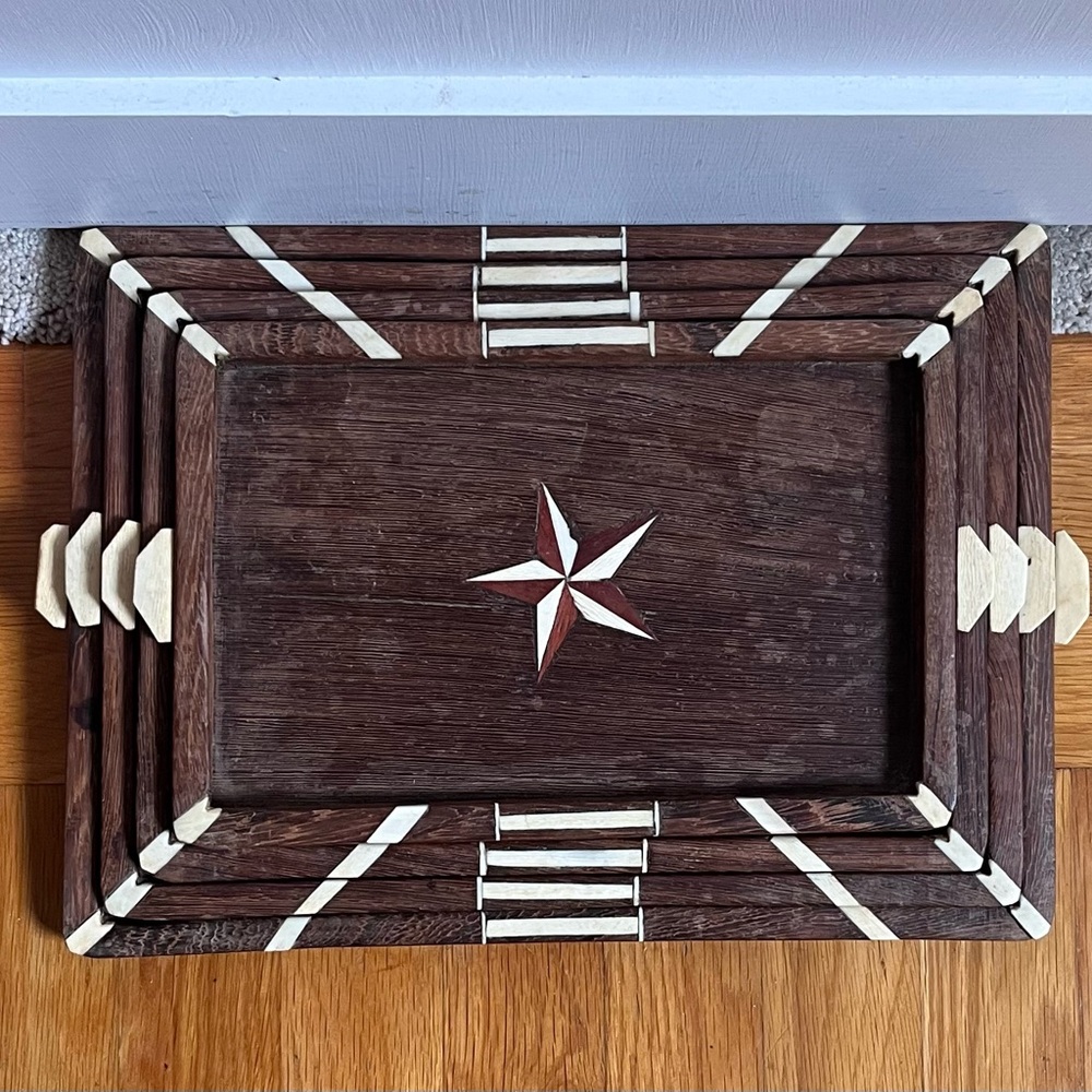 Antique Wooden Stackable Trays
